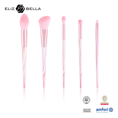 5 قطعة من فراشي المكياج البلاستيكية الوردية الطويق الاصطناعية الشعر النباتي شعار مخصص مخصص