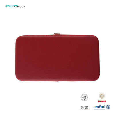 مجموعة فرش مكياج بمقبض خشبي أحمر 7 قطع مع حقيبة مستحضرات التجميل