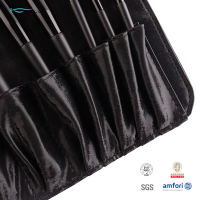 مجموعة فرش مكياج فاخرة مكونة من 7 قطع حقيبة مستحضرات تجميل سوداء