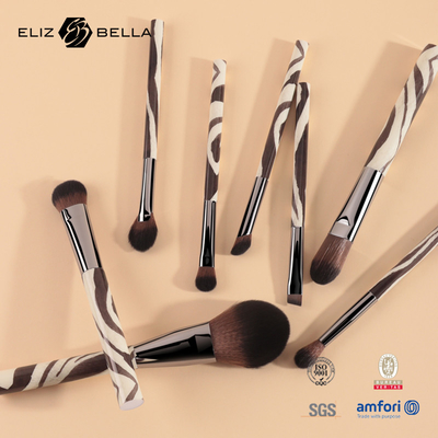 8 قطعة فرشاة مكياج نسائية بندقية Ferrule 100٪ Syntheitc مجموعة فرشاة تجميل الشعر الطباعة الكاملة مقبض بلاستيكي
