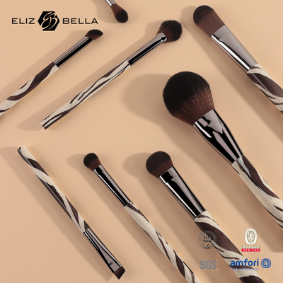 8 قطعة فرشاة مكياج نسائية بندقية Ferrule 100٪ Syntheitc مجموعة فرشاة تجميل الشعر الطباعة الكاملة مقبض بلاستيكي