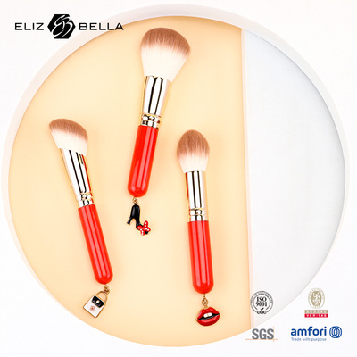 3pcs المقبض الخشبي أساسي مجموعة فرشاة التجميل أدوات مكياج الشعر الاصطناعي OEM ODM