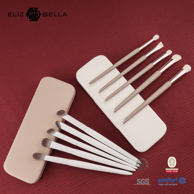 مجموعة فرشاة تجميل سفر مصغرة ¥ 5PCS فرشاة تجميل نباتية وخالية من القسوة للوجه والعينين